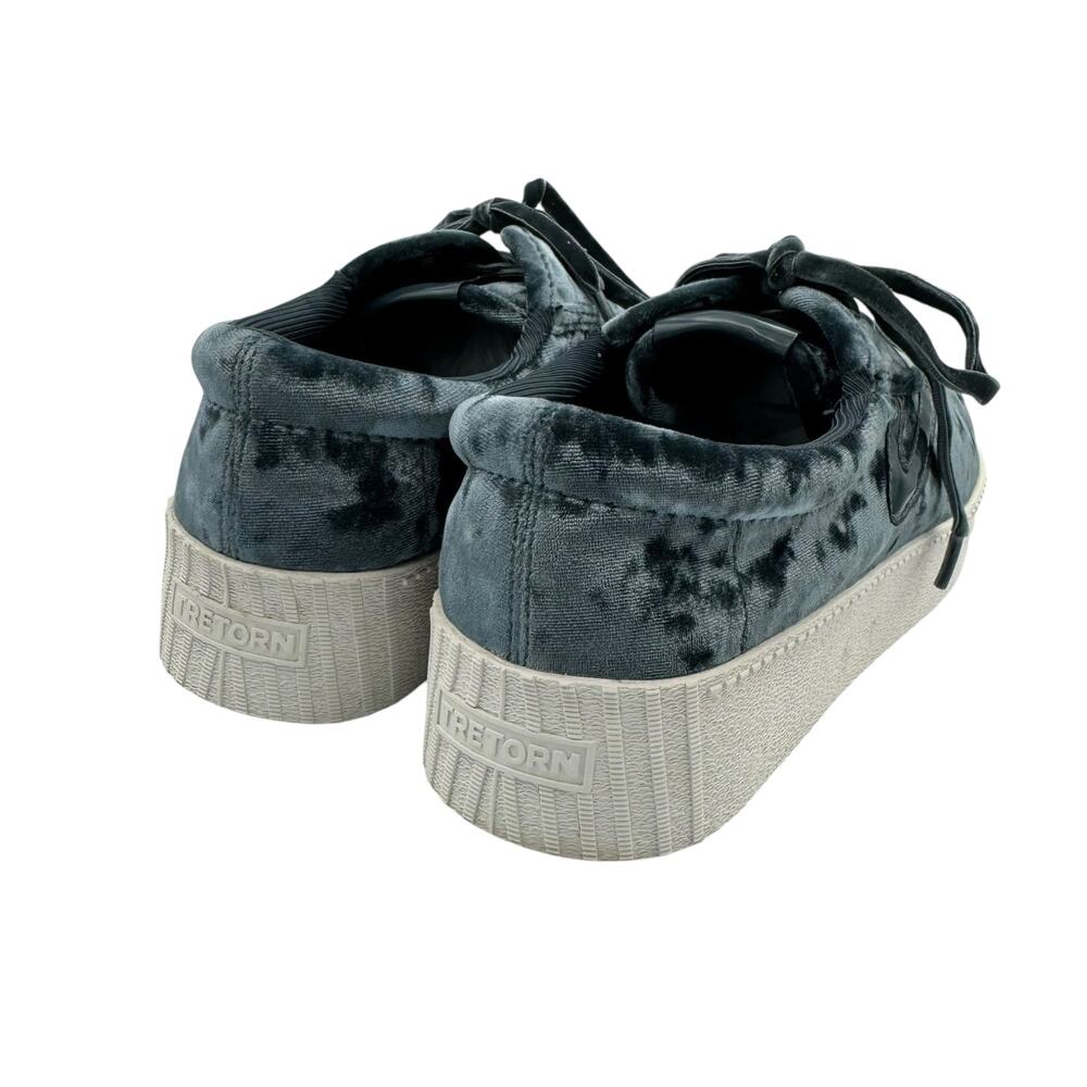 Tretorn Nylite 4 Bold Teal Blue Crushed Velvet Lace Up Platform Fashion Sneakers - Picture 9 of 11